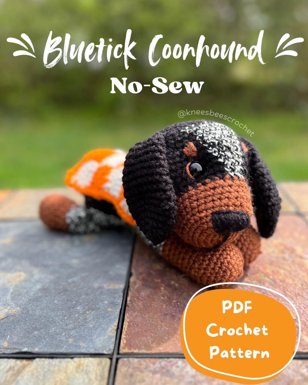 Bluetick Coonhound Crochet Pattern – No-sew Plush Dog PDF With