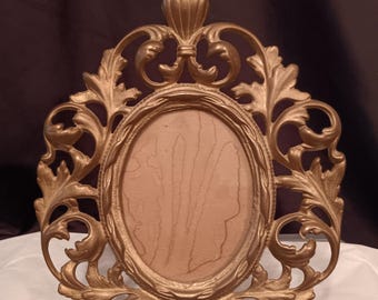 Ornate heavy antique brass picture frame