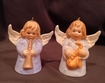 Set of two vintage Goebel angel ornaments.