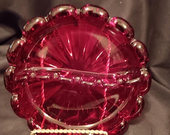 Red/Orange Viking glass ashtray.