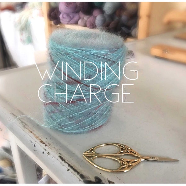 Winding skein into cake, Winding charge, cake yarn