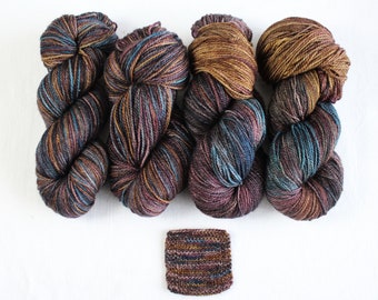 OOAK sale Aphrodite sock ultrafine SW merino brown, blue, purple, gold