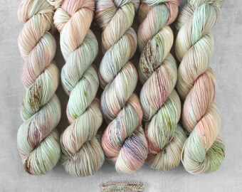 OOAK  Peyton sock  speckled pale shades peach, mint, aqua, speckles