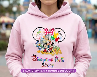 Personalised Disneyland Paris Hoodie 2026, Mickey Minnie Princess Family Matching Pullover, Disney Vacation Top