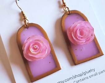 Handmade Libra Rose Floral Earrings | Whimsical Zodiac Air Sign Jewelry