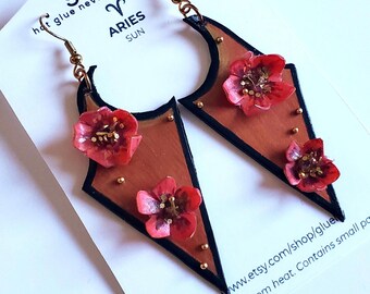 Aries Floral Statement Earrings | Handmade Zodiac Fire Sign Jewelry
