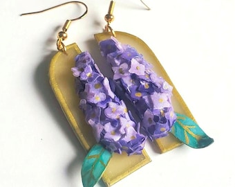 Handmade Gemini Lilac Floral Earrings | Whimsical Zodiac Collection Jewelry