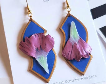 Handmade Sagittarius Carnation Earrings | Whimsical Floral Zodiac Jewelry
