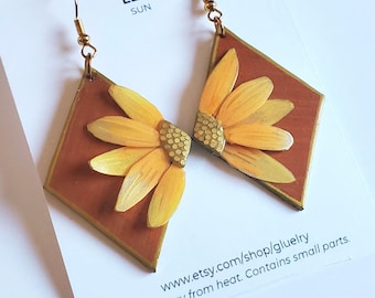 Leo Sunflower Statement Earrings | Whimsical Floral Zodiac Collection