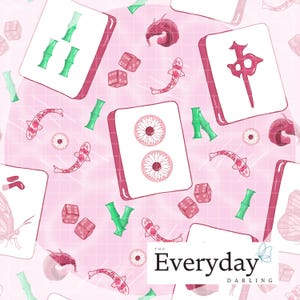 Mahjong Seamless Pattern: Bam, Dots, Craks (Digital Download)