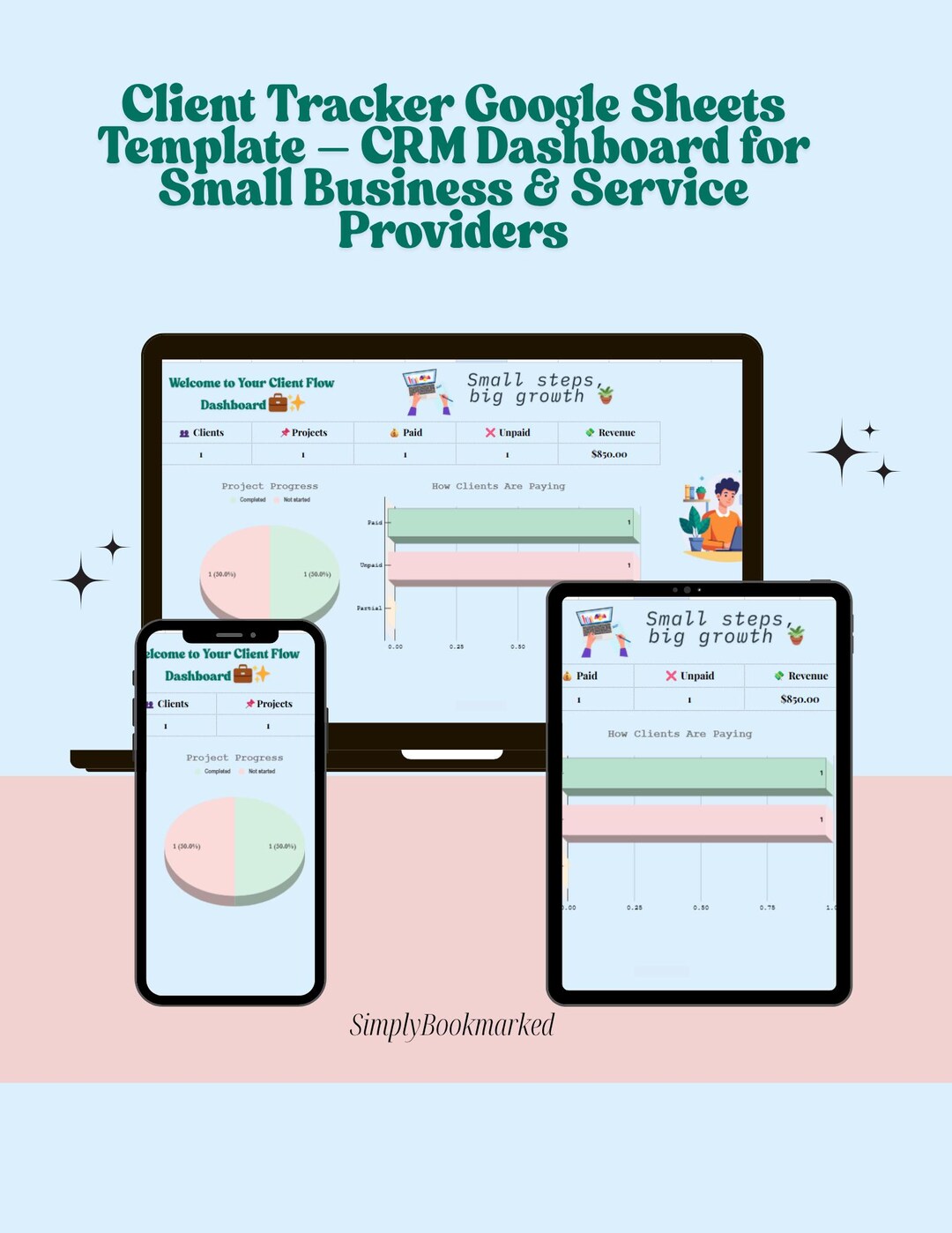 Google Sheets CRM Template Client Tracker Dashboard for Small Business ...