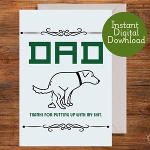 Carte drôle de fête des pères, supporter mes conneries, papa, fête des pères, carte de chien