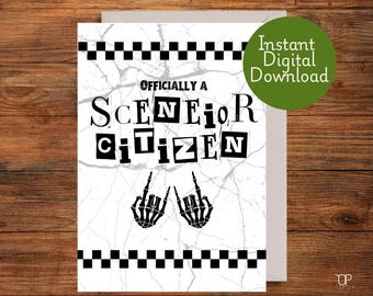 Emo Birthday Card: Sceneior Citizen Pop Punk Design (Digital Download)