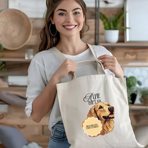 Golden Retriever Tote Bag - Alfie Design, Dog Lover Gift, Labroador dog pet Accessory, AOP Tote, Everyday Carryall, Dog Owner Gift