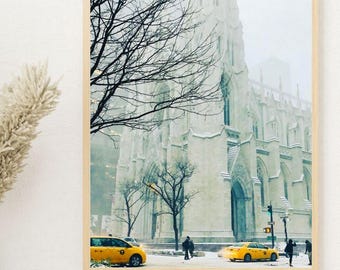 Snowy St. Patrick’s Cathedral NYC – Digital Download Photo | Winter New York Photography