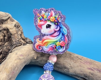 Purple Unicorn Acrylic Sassy Badge Reel
