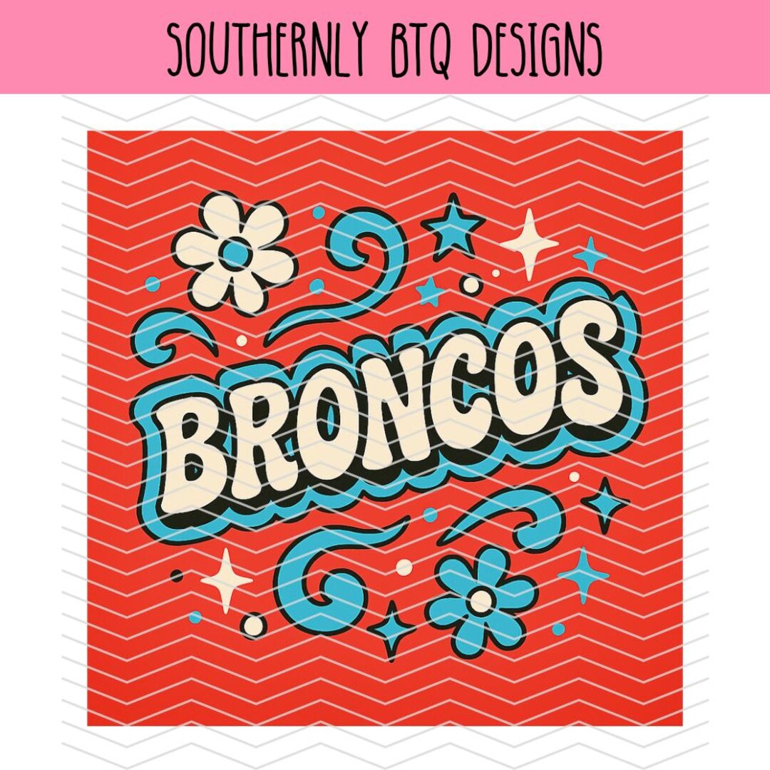 Retro Broncos Mascot PNG, Vintage Broncos PNG, Floral Broncos PNG - Etsy