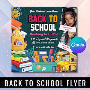 Back To School Flyer, Back to school hair flyer, Back to school sale flyer, DIY canva template, Back 2 School Flyer, Braid Special Flyer