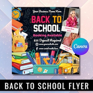 Back To School Flyer, Back to school hair flyer, Back to school sale flyer, DIY canva template, Back 2 School Flyer, Braid Special Flyer