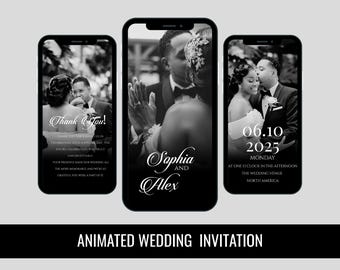 Animated Wedding Video Invitation Template: Editable RSVP & Details (Digital Download)