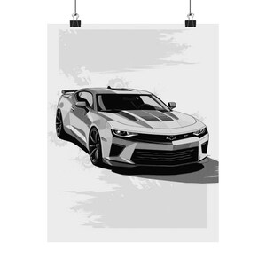 Sleek Car Poster Print, Chevrolet Camaro, Automotive Artwork for Car Lovers, Modern Home Decor, Garage Wall Art, Matte Vertical Posters