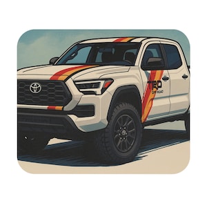 Toyota Tacoma Truck Mouse Pad, Comic Art Style Automotive Decor, Desk Accessories, Car Enthusiast Gift, Office Decor