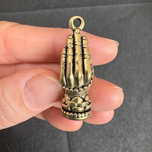 Vintage mässing Lotus Buddha handhänge, DIY smyckesberlock