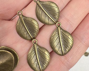 Vintage bronslövhänge, retro naturberlock, antikt inspirerat smycke för DIY-halsband eller örhängen