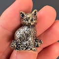 Vintage Brass Cat Figurine with Rose | Retro Small Brass Animal Decor product logo