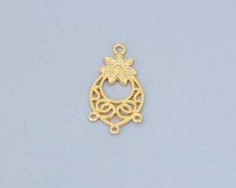 2PCS 24K Gold Plated Brass Link Pendant, 28x15mm Tarnish Resistant Connector for DIY Handmade