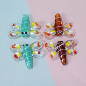 1PC Handmade Glass Butterfly Beads, Lampwork Insect Charms with Hole, DIY Jewelry Supplies, Cute Butterfly Pendant for Earrings