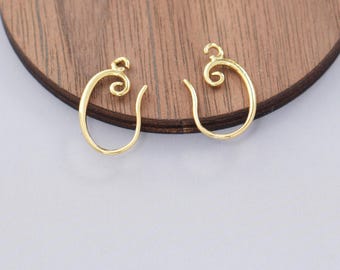 24K Gold Plated Brass French Earring Hooks, Cute Ear Wires, Tarnish Resistant DIY Jewelry Findings for Handmade Earrings