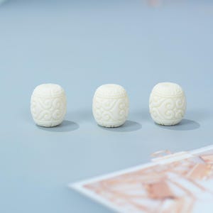 2 st snidade tagua-nötspärlor – grekisk nyckelmönster, tunnpärla, miljövänlig pärla för gör-det-själv-smycken, zen- eller orientalisk stil