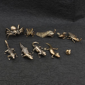 Vintage Brass Animal Figurine - Crab Cricket Duck Gecko Sparrow Roach Lizard Crocodile Peacock