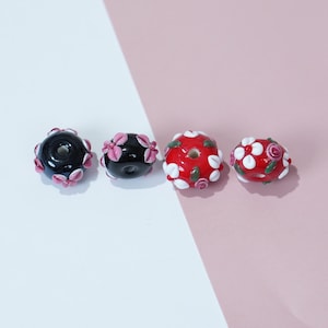 Handmade Flower Glass Beads – Unique Lampwork Floral Beads for Jewelry Making