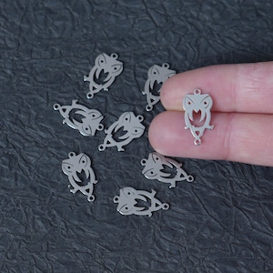 10PCS Double Loop Stainless Steel Owl Connectors, Bird Metal Links for DIY Jewelry Making