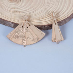 Brass Folding Fan Connector Charm – DIY Pendant & Earring Making Supplies, Asian Style Jewelry Findings
