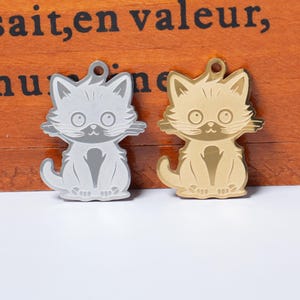 Cute Cat Pendant – Stainless Steel Animal Charm for DIY Jewelry, Necklace & Earring Making, Pet-Themed Craft Supplies