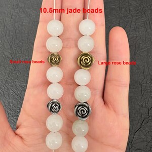 Vintage Bronze & Silver Rose Spacer Bead, Antique Floral Jewelry Finding, Retro Zinc Alloy Bead image 13