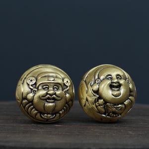 Solid Brass Wealth God Baoding Balls, Feng Shui Lucky Decor, Meditation Stress Relief Gift