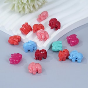 Pressed Shell Powder Elephant Charms – Cute Animal Beads for DIY Jewelry, Bracelets & Crafts