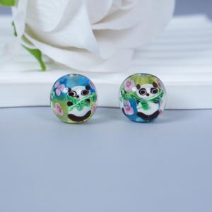 Murano Glass Panda Bead – Large Hole Handmade Lampwork Bead for DIY Charm Bracelets, Earrings, and Jewelry Making
