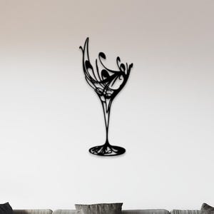 Wine Glass Metal Wall Art | Minimalist Wine Glass Kitchen Wall Decor | Wine Bar Wall Hanging | Bar Decor |Modern Home Decor |Wine Lover Gift
