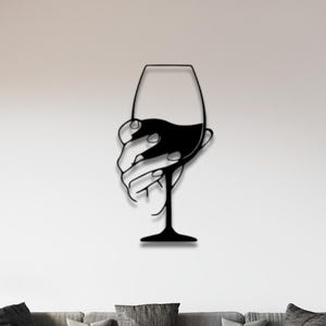 Wine Glass Metal Wall Art Decor | Metal Wine Sign | Minimalist Kitchen Wall Decor | Wine Bar Wall Hanging |  Wine Lover Gift |Christmas Gift