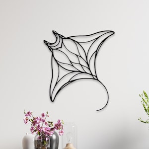 Manta Ray Metal Wall Art Decor | Stingray Marine Themed Wall Decor | Sea Animal Wall Hanging | Home Metal Decor | Unique Housewarming Gift