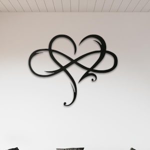 Infinity Heart Metal Wall Art | Minimalist Infinity Love Wall Decor | Romantic Wall Hanging | Bedroom Decor | Anniversary Gift |Wedding Gift