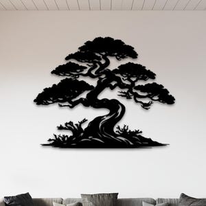 Large Pine Tree Metal Wall Art | Bonsai Metal Wall Decor | Outdoor Wall Hanging | Farmhouse Decor | Home Garden Decor | Nature Lover Gifts