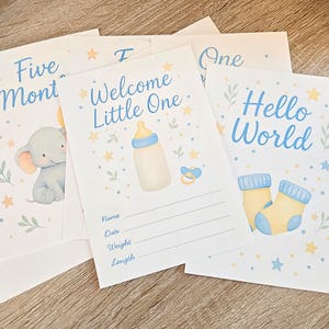 Baby Shower Geschenke Baby Meilensteinkarten Neue Mutter Geschenke Monatliche Karte Set Aquarell Monatliche Foto Requisiten Neugeborenen Andenken Set 13x18Gender Neutral