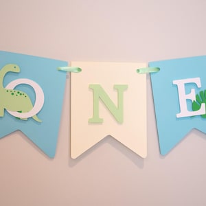 Dinosaur ONE High Chair Banner, First Birthday Party Banner, Dino Jungle Theme Baby Boy 1st Birthday Decor