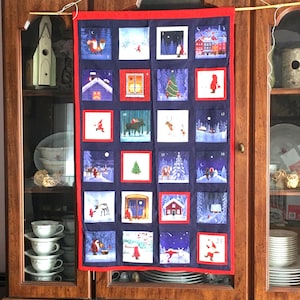 Christmas Countdown Calendar, Countdown to Christmas, Fabric Advent Calendar, Quilted Advent Calendar, Christmas Wall Hanging, Reusable